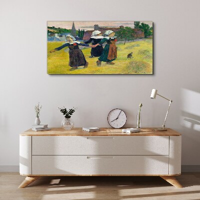 Vászonkép Táncoló lányok vidéken