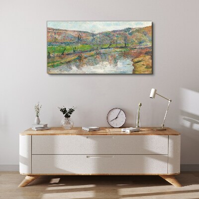 Vászonkép Nyugodt táj a folyó mellett