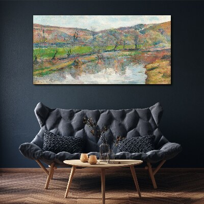 Vászonkép Nyugodt táj a folyó mellett