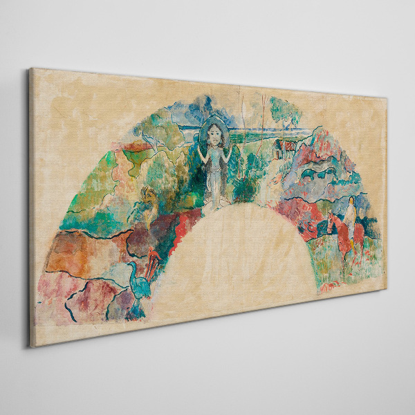 Vászonkép Színes jelenet egy alakkal a tájban