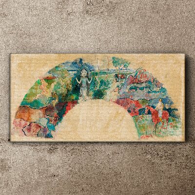 Vászonkép Színes jelenet egy alakkal a tájban