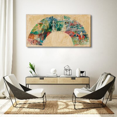 Vászonkép Színes jelenet egy alakkal a tájban