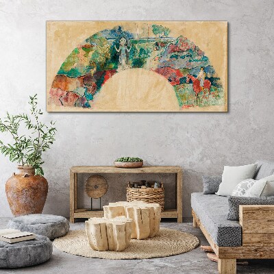 Vászonkép Színes jelenet egy alakkal a tájban