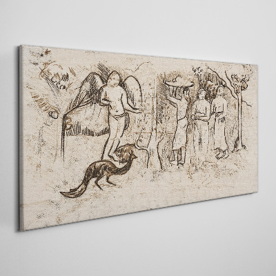 Vászonkép Mitológiai jelenetek angyallal és állatokkal