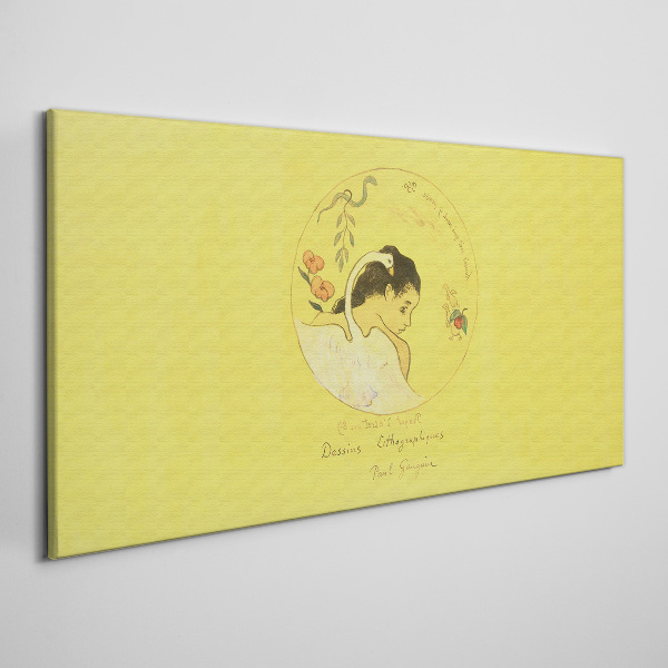 Vászonkép Portré egy nő sárga háttérrel