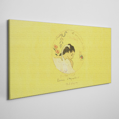 Vászonkép Portré egy nő sárga háttérrel