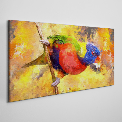 Vászonkép Színes papagáj a nap háttérben