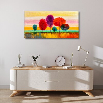 Vászonkép Színes táj fákkal