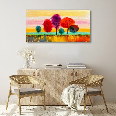 Vászonkép Színes táj fákkal