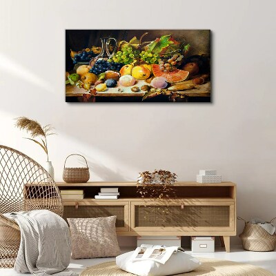 Vászonkép Csendélet gyümölccsel és egy edénnyel