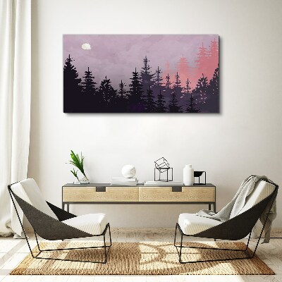 Vászonkép Naplemente az erdőben