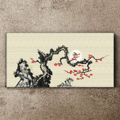 Vászonkép Virág jelenet madár