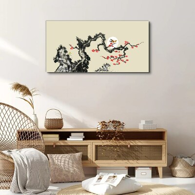 Vászonkép Virág jelenet madár