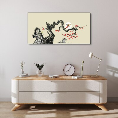 Vászonkép Virág jelenet madár