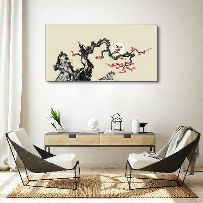 Vászonkép Virág jelenet madár