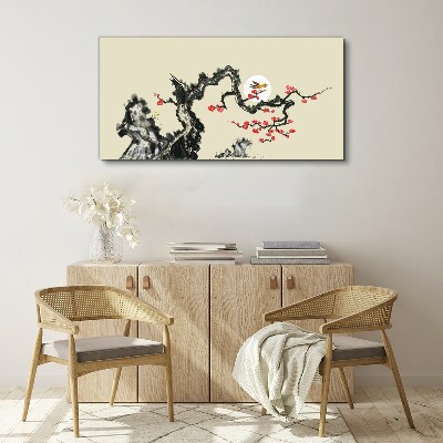 Vászonkép Virág jelenet madár