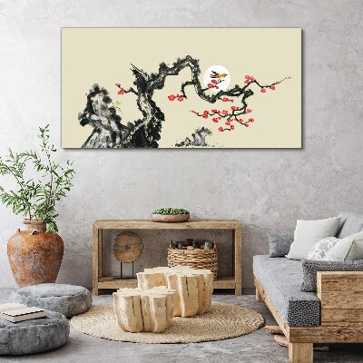 Vászonkép Virág jelenet madár