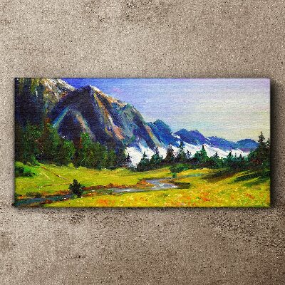 Vászonkép Hegyi táj tavaszi színekben