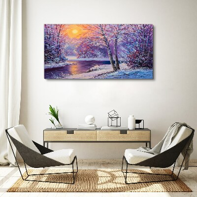 Vászonkép Téli táj reggel