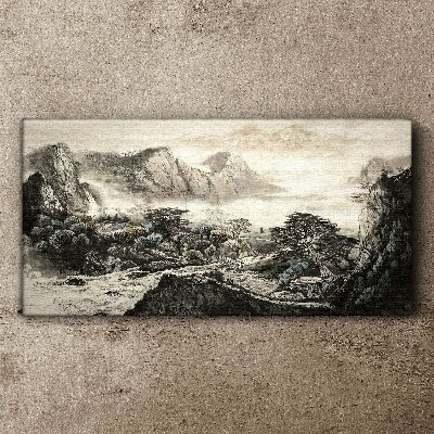 Vászonkép Ködös hegyi völgy