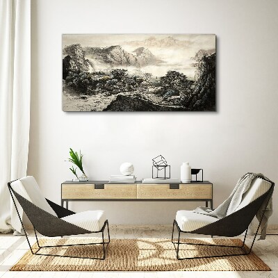 Vászonkép Ködös hegyi völgy