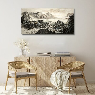 Vászonkép Ködös hegyi völgy