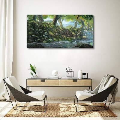 Vászonkép Zöld sarok vízeséssel