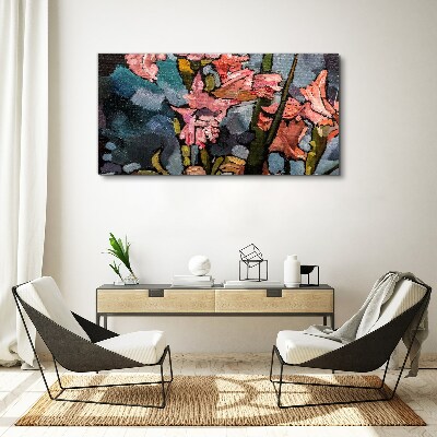 Vászonkép Virágos táj rózsaszín árnyalatokban