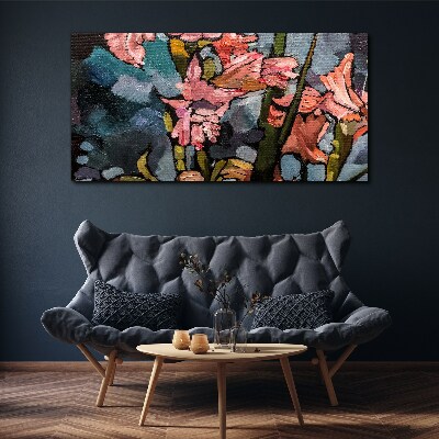 Vászonkép Virágos táj rózsaszín árnyalatokban