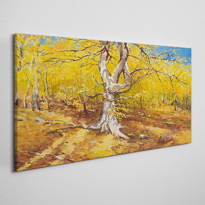 Vászonkép Arany erdő az őszi aurában