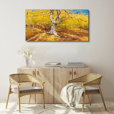 Vászonkép Arany erdő az őszi aurában