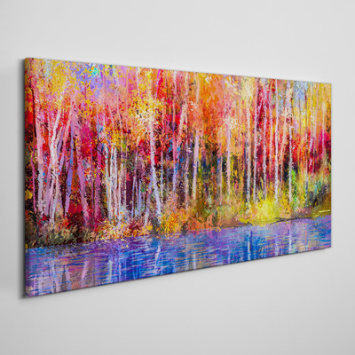 Vászonkép Őszi színek a tó mellett