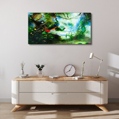 Vászonkép A pávamadarak titokzatos világa