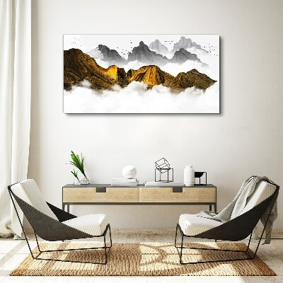 Vászonkép Arany hegyek a felhőkben