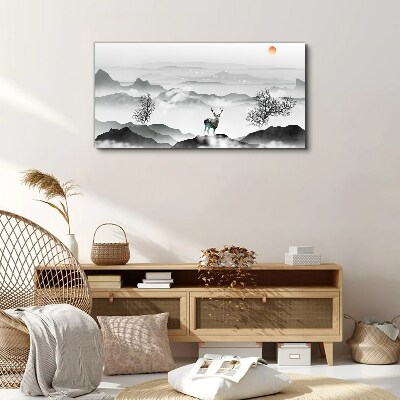 Vászonkép Békés táj szarvasokkal