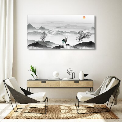 Vászonkép Békés táj szarvasokkal