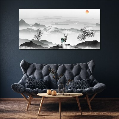 Vászonkép Békés táj szarvasokkal