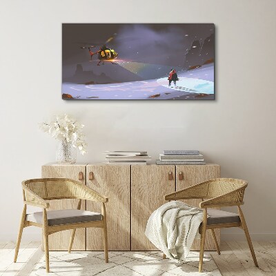 Vászonkép Helikopter a hegyi tájon