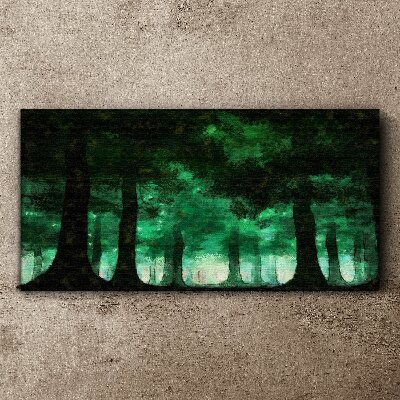 Vászonkép Zöld erdő ködös fényben