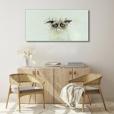 Vászonkép Szomorú macska zöld szemekkel