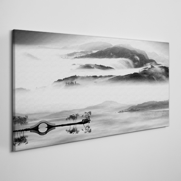 Vászonkép Ködös hegyi panoráma