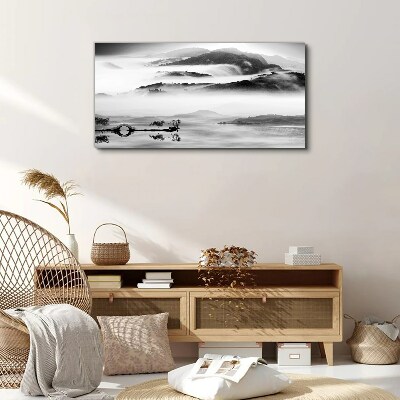 Vászonkép Ködös hegyi panoráma