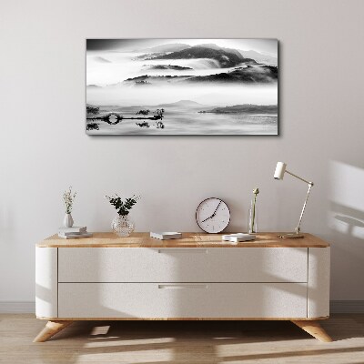 Vászonkép Ködös hegyi panoráma