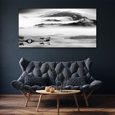 Vászonkép Ködös hegyi panoráma