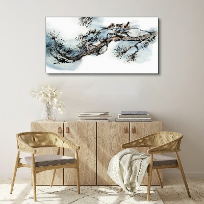 Vászonkép Békés ág madarakkal