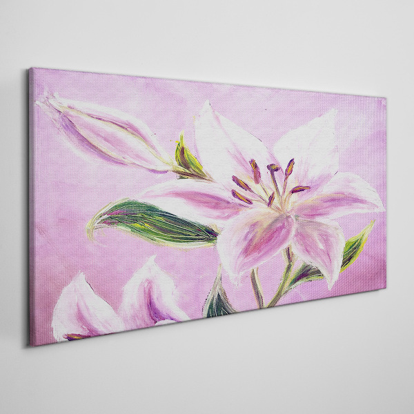 Vászonkép Rózsaszín liliomok pasztell alapon