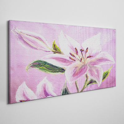 Vászonkép Rózsaszín liliomok pasztell alapon