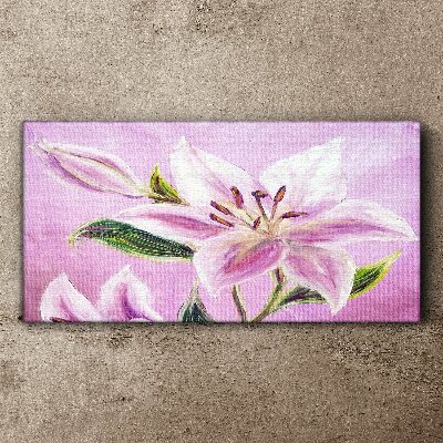 Vászonkép Rózsaszín liliomok pasztell alapon