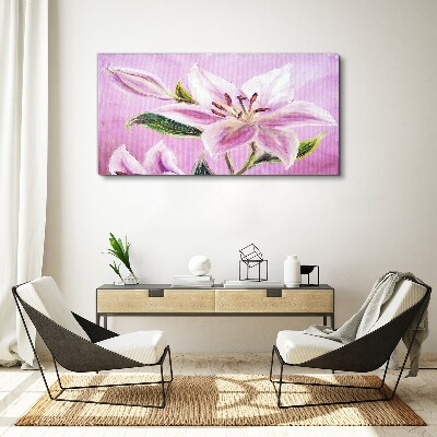 Vászonkép Rózsaszín liliomok pasztell alapon