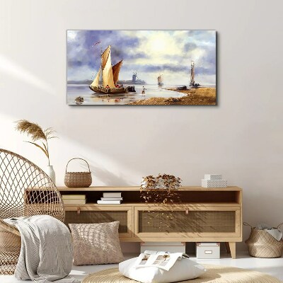 Vászonkép Csendes kikötő vitorlásokkal